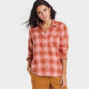 NWOT Universal Thread Rust Plaid Flannel Shirt Women’s XXL